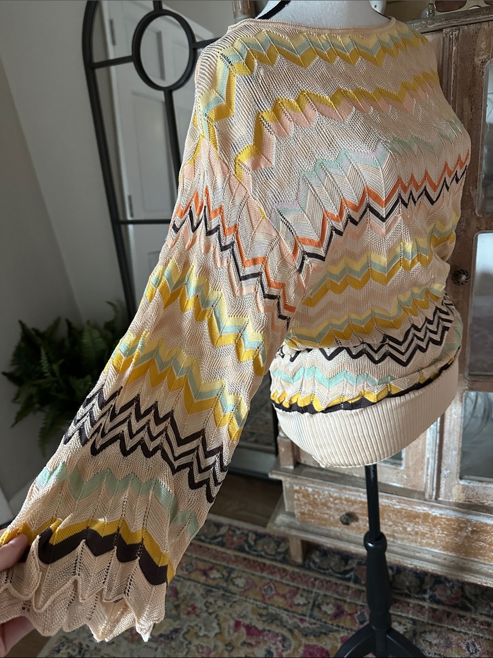 Missoni ZigZag Low Back Boat Neck Top Classic Chevron - Picture 2 of 7
